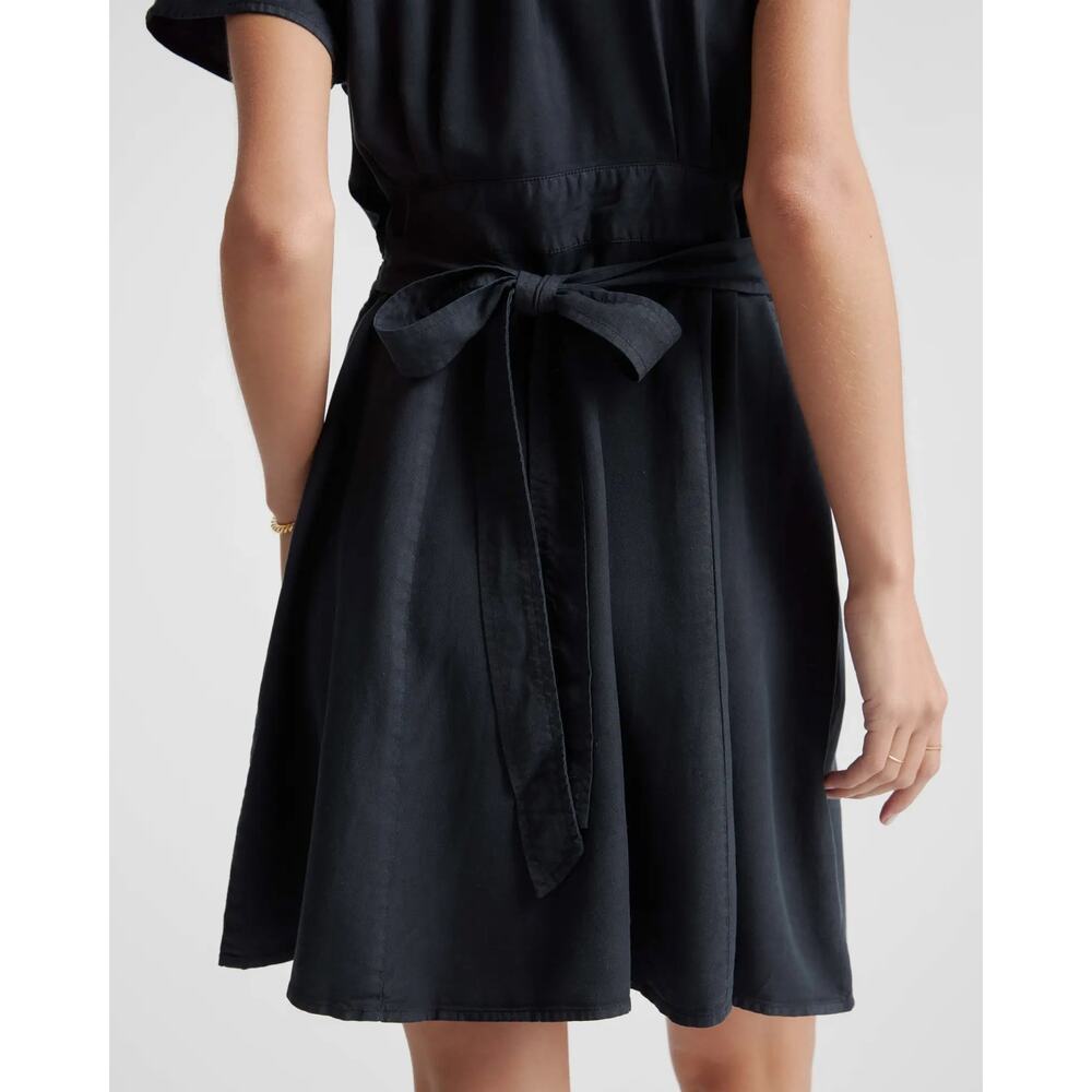 Quince Navy V-Neck Button-Front Mini Dress - Picture 7 of 11